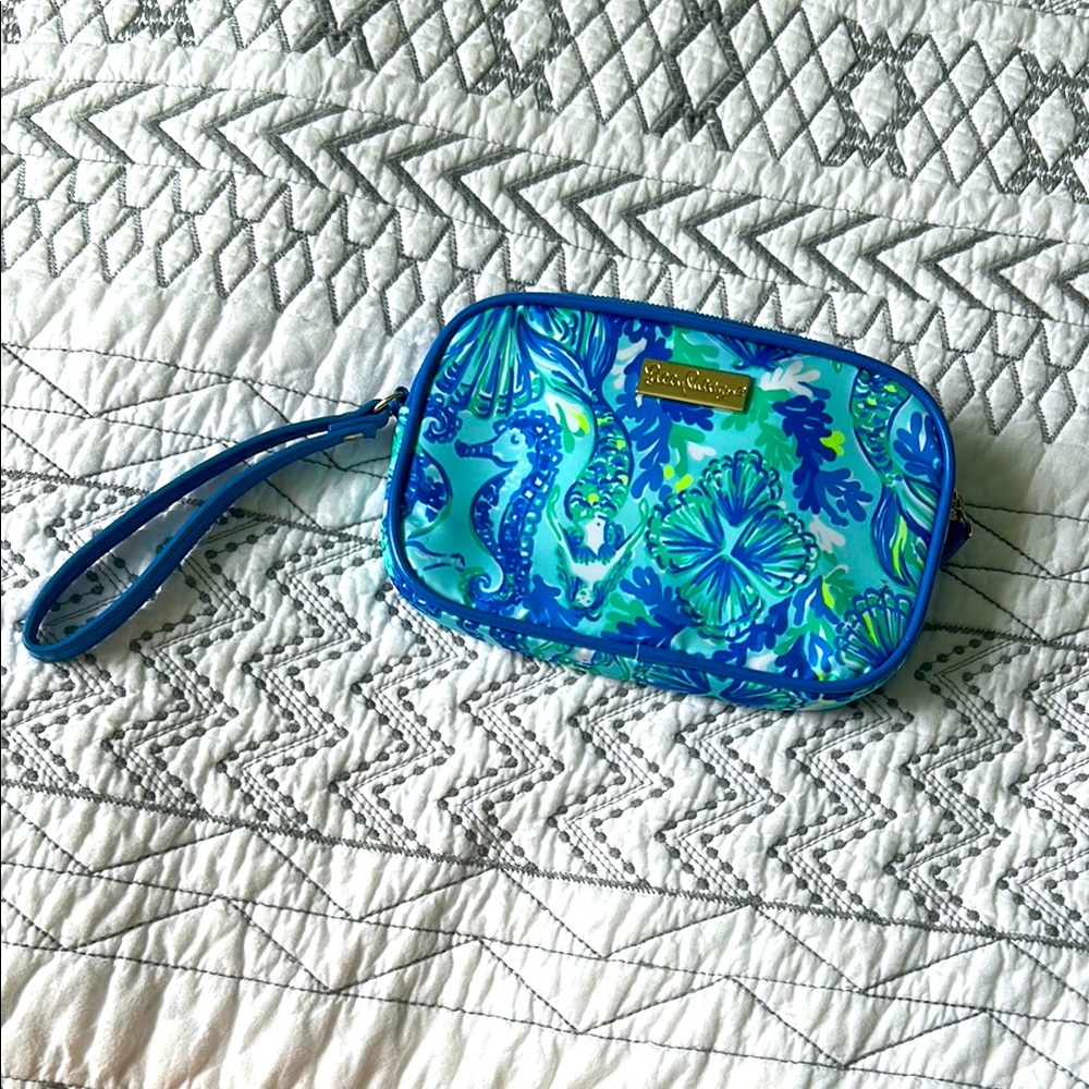 Lily Pulitzer Vibrant Blue and Green Wristlet